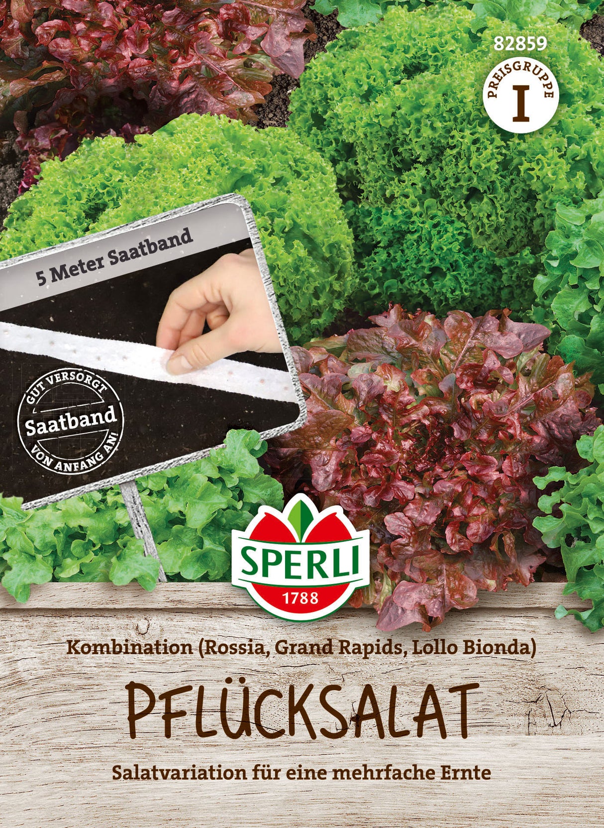 SPERLI Pflück- & Schnittsalat Kombination Rossia, Grand Rapids, Lollo Bionda Saatband