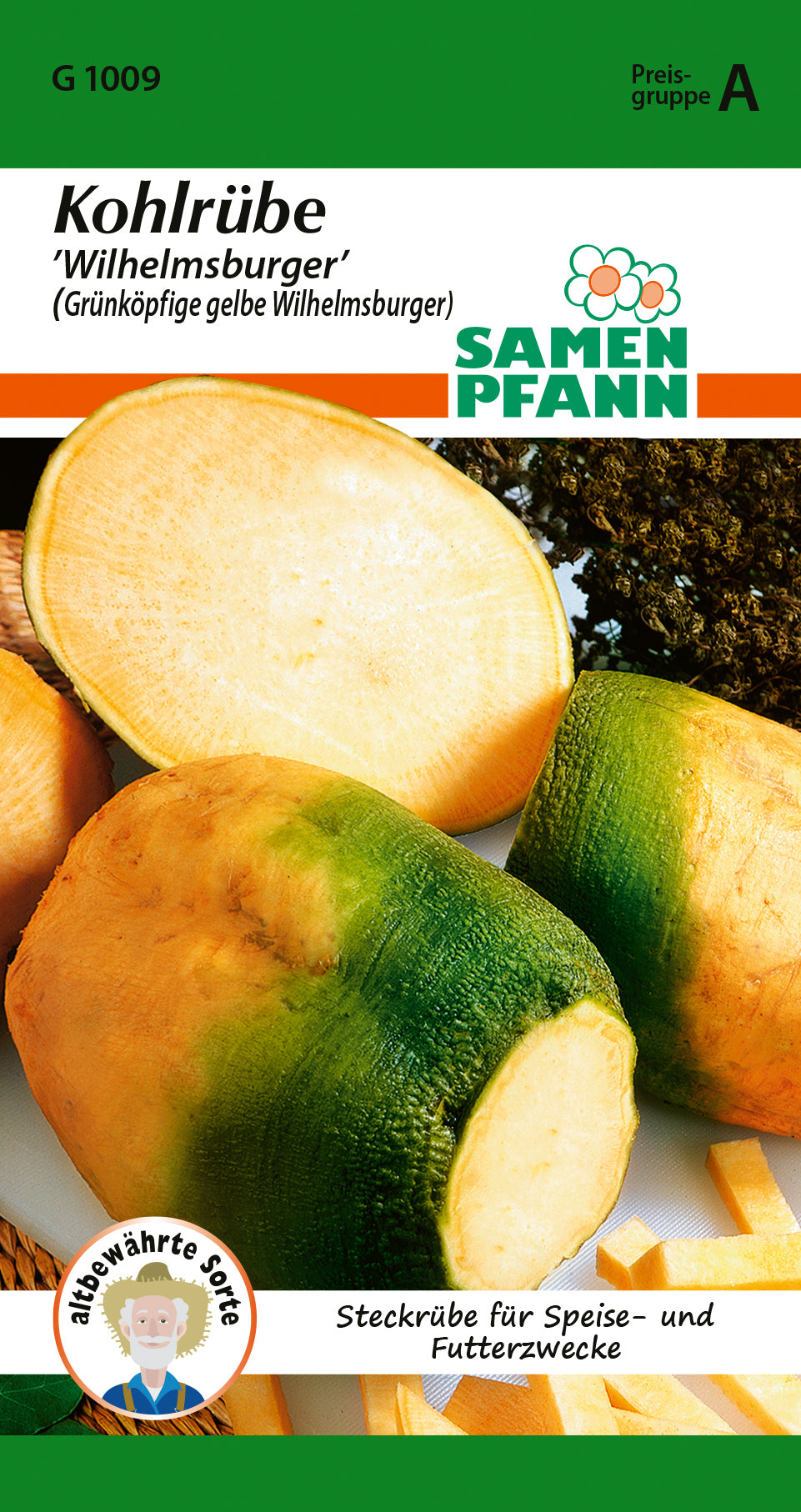 Samen Pfann Kohlrübe Wilhelmsburger (Grünköpfige gelbe Wilhelmsburger)