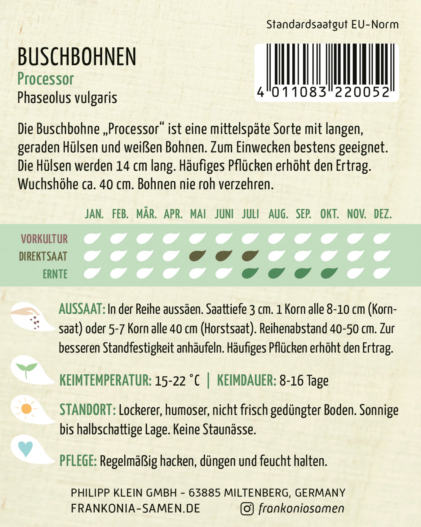 Frankonia Samen Buschbohnen Processor