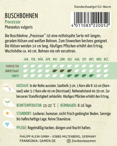 Frankonia Samen Buschbohnen Processor