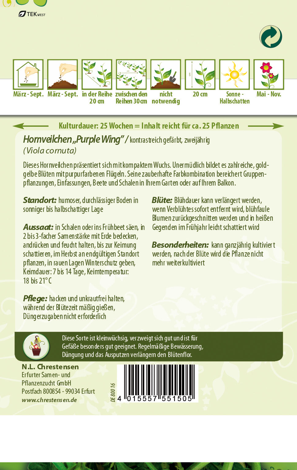 N.L. Chrestensen Hornveilchen Purple Wing