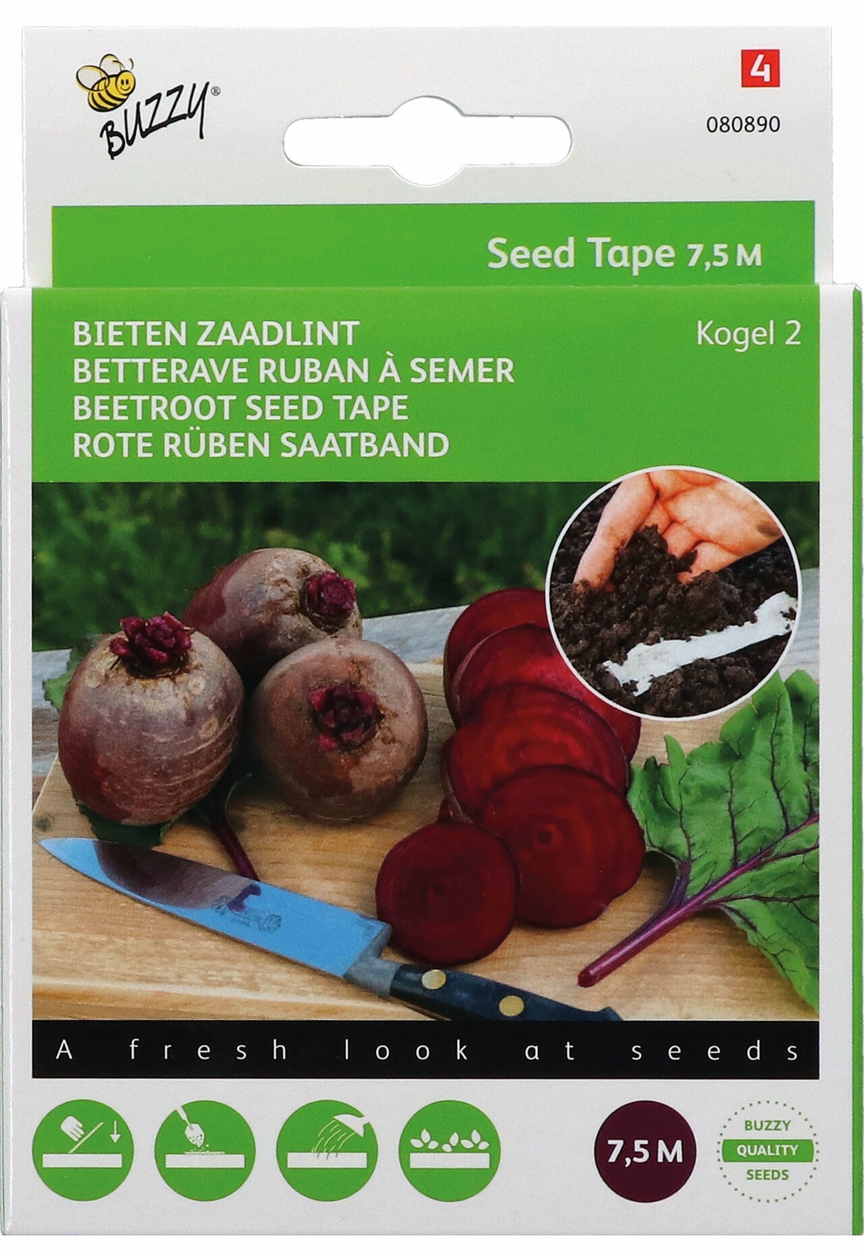 Buzzy Seeds Rote Rüben Runde Kugel 2 Saatband