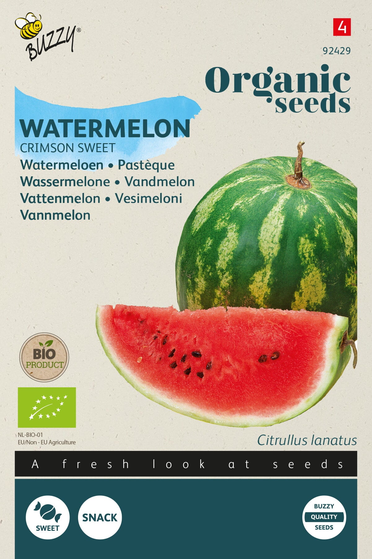 Buzzy Organic Seeds BIO Wassermelonen Crimson Sweet