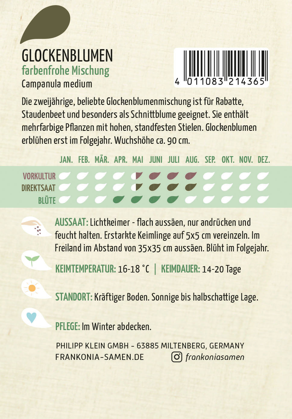 Frankonia Samen Glockenblumen farbenfrohe Mischung