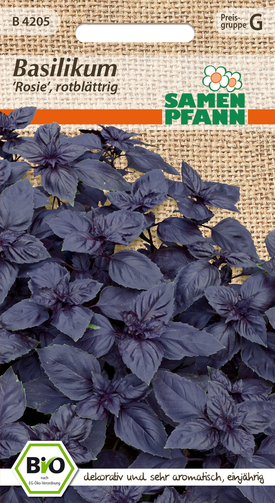 Samen Pfann BIO Basilikum Rosie, rotblättrig