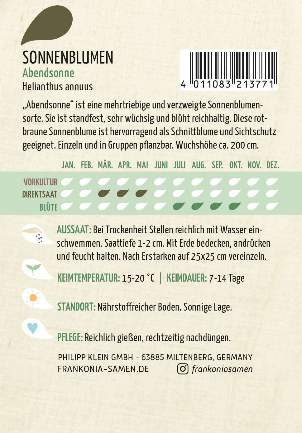 Frankonia Samen Sonnenblumen Abendsonne