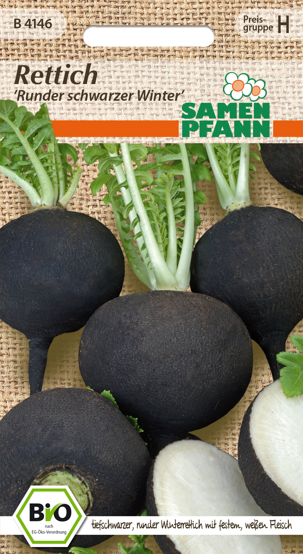 Samen Pfann BIO Rettich Runder schwarzer Winter