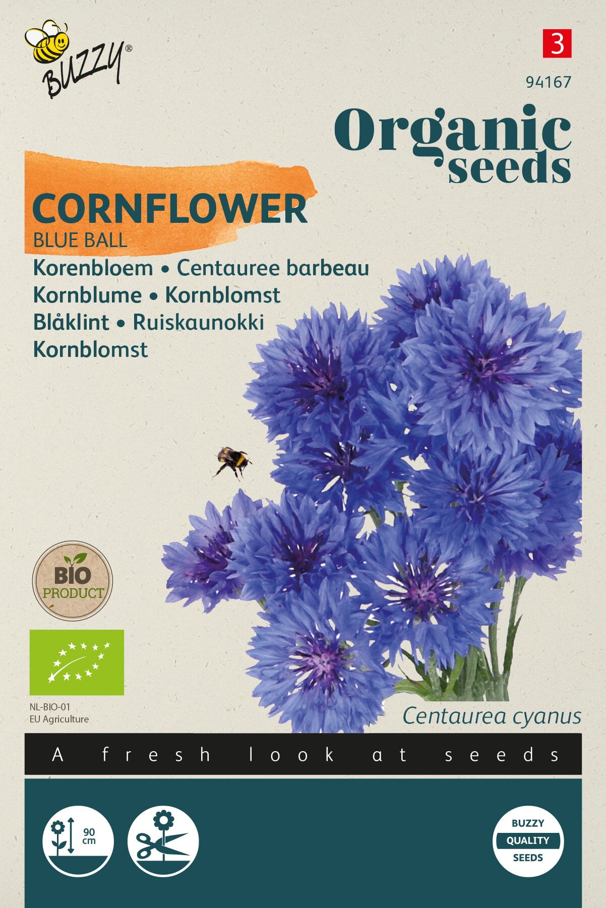 Buzzy Organic Seeds BIO Kornblumen Blue Ball