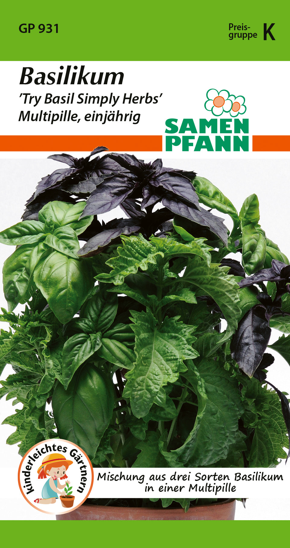 Samen Pfann Basilikum Try Basil Simply Herbs Multipille einjährig Pillensaat