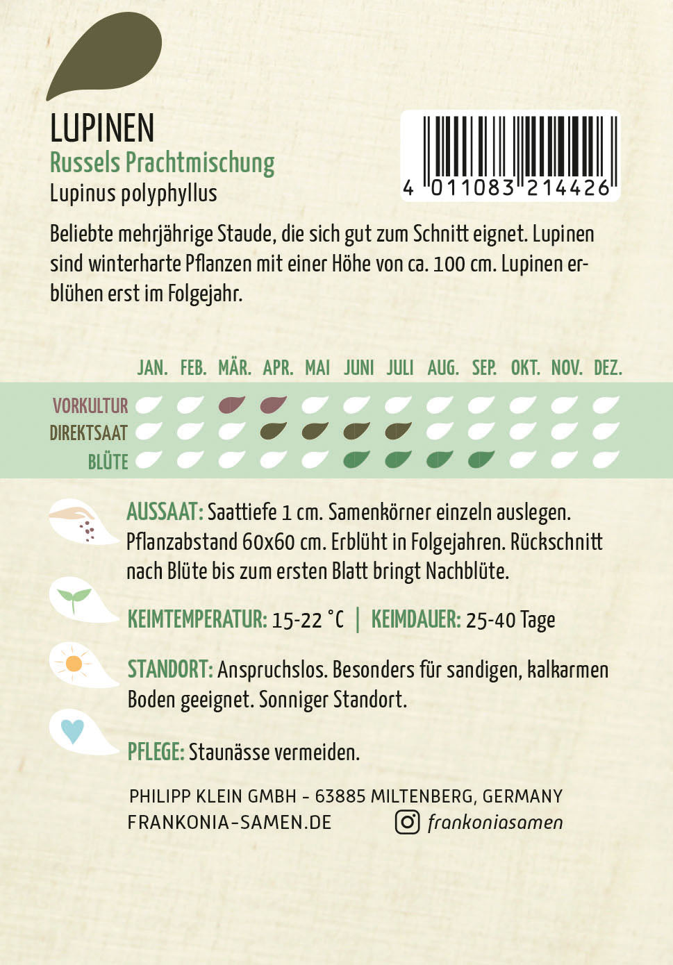 Frankonia Samen Lupinen Russels Prachtmischung