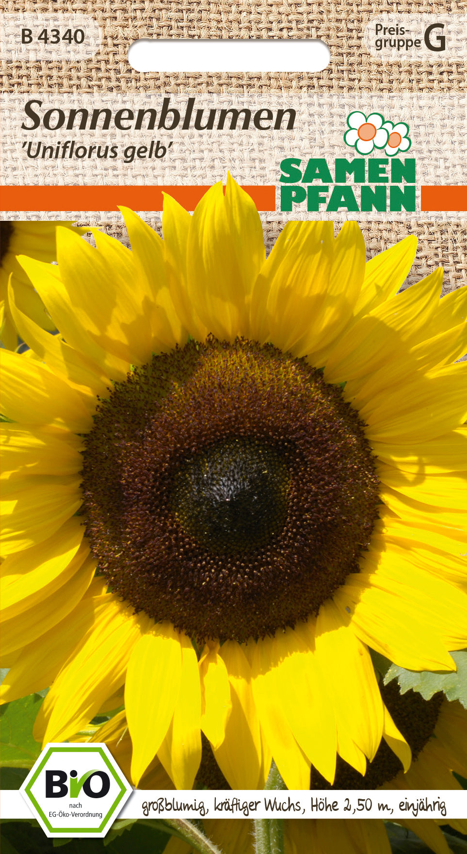 Samen Pfann BIO Sonnenblumen Uniflorus Gelb