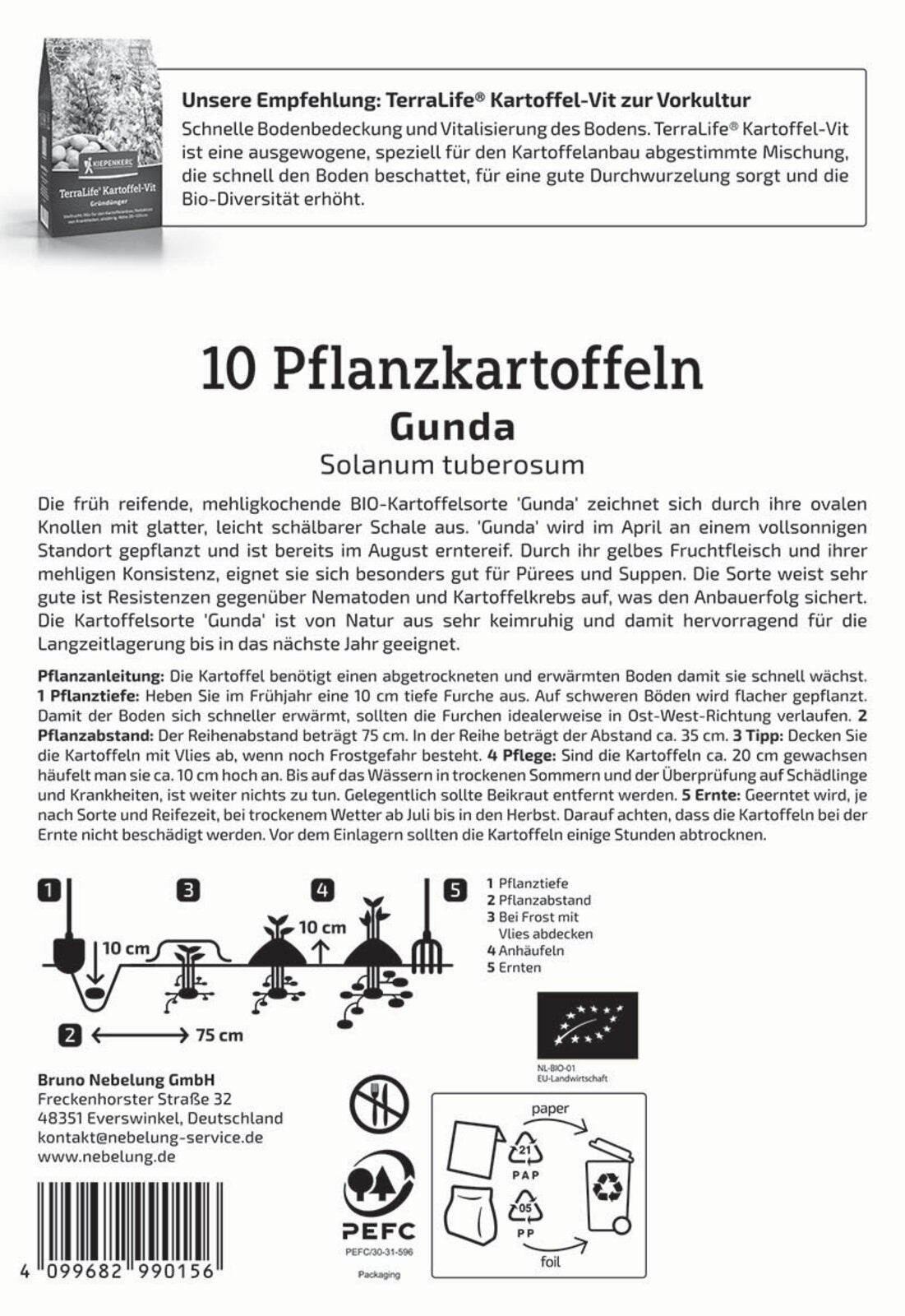 Kiepenkerl BIO Pflanzkartoffel Gunda 10 Stück