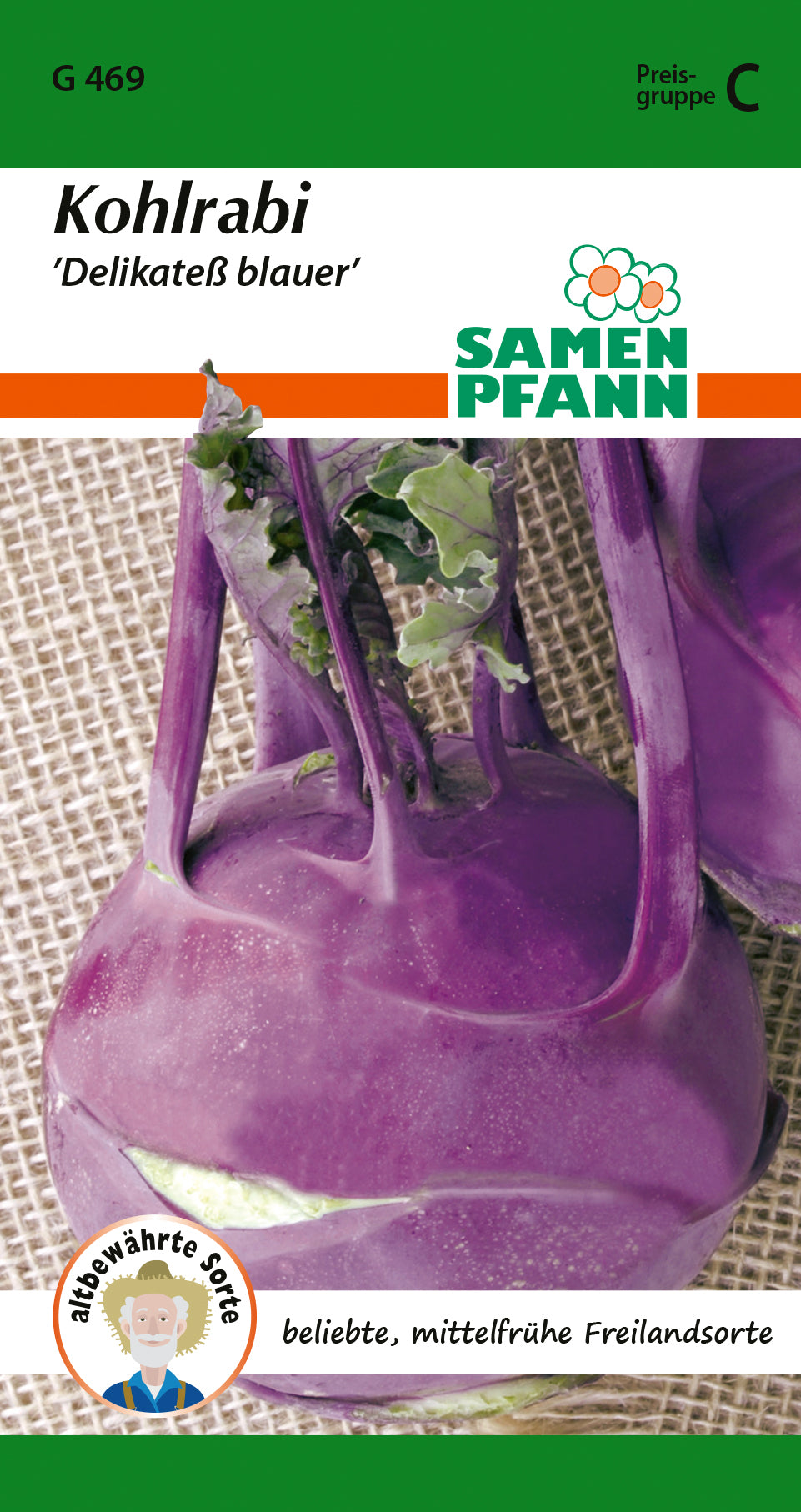 Samen Pfann Kohlrabi Delikateß blauer