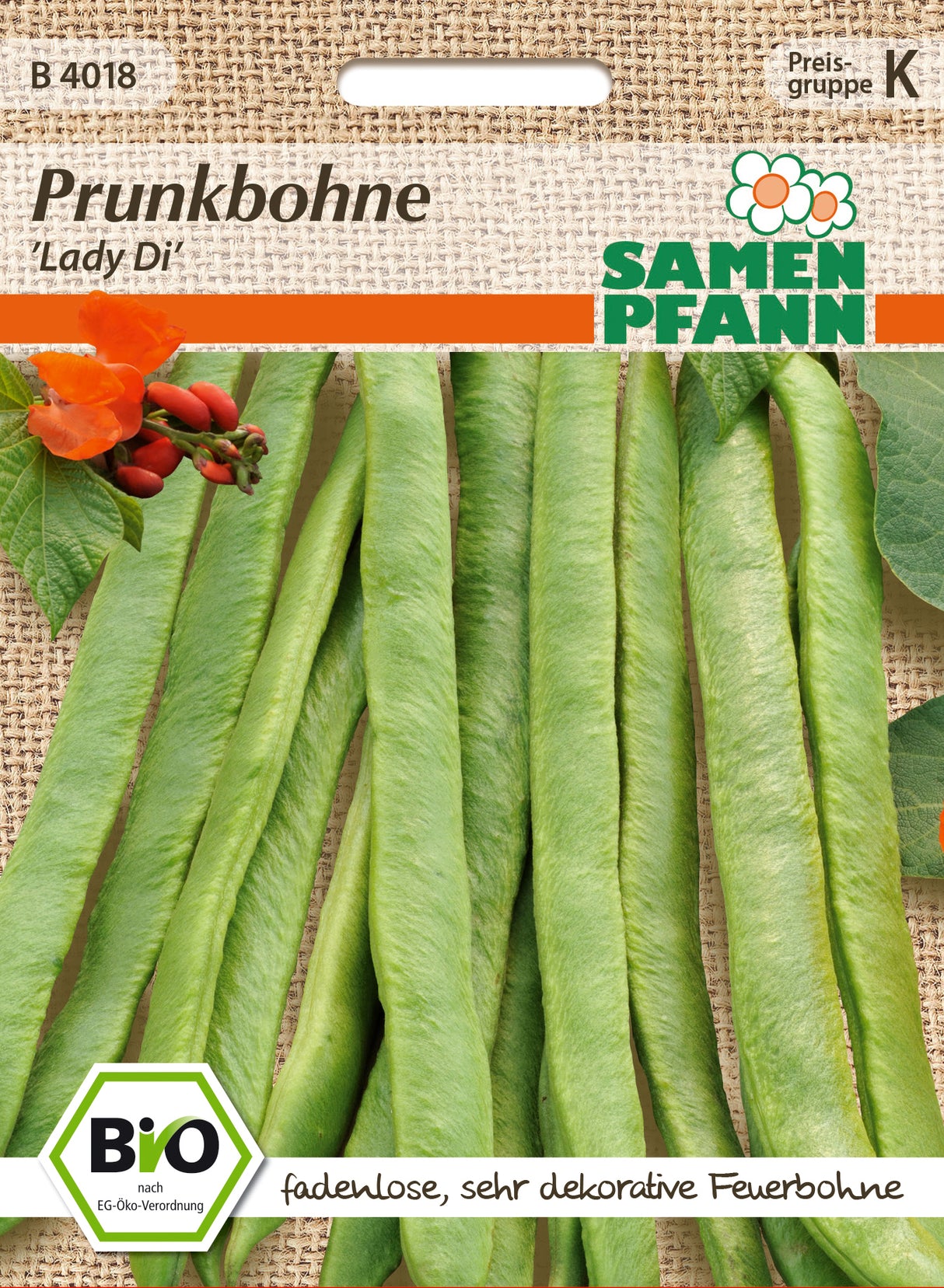 Samen Pfann BIO Prunkbohne Lady Di