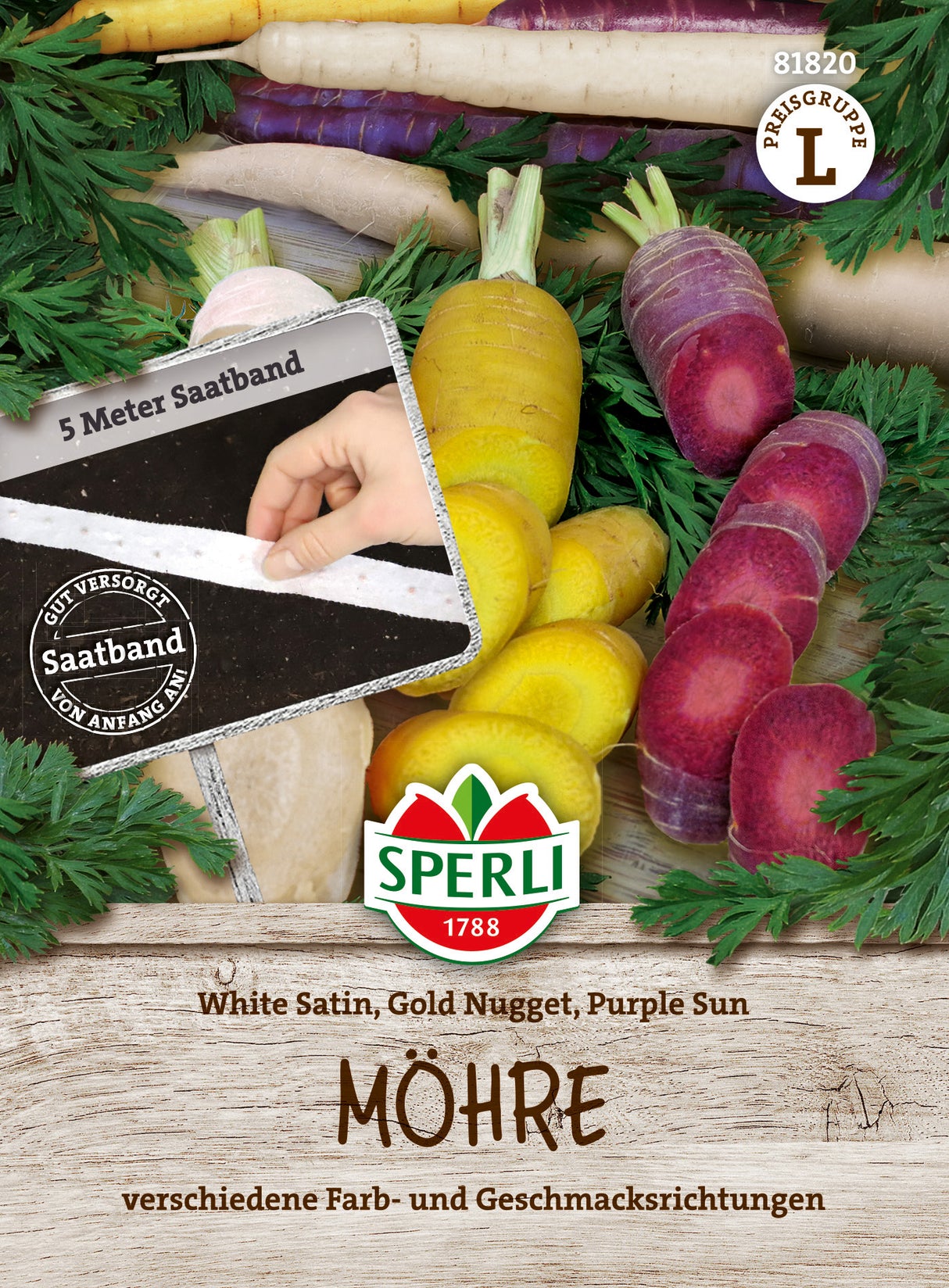 SPERLI Möhre White Satin, Gold Nugget, Purple Sun Saatband