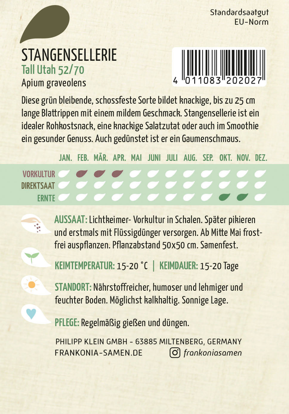 Frankonia Samen Stangensellerie Tall Utah 52/70