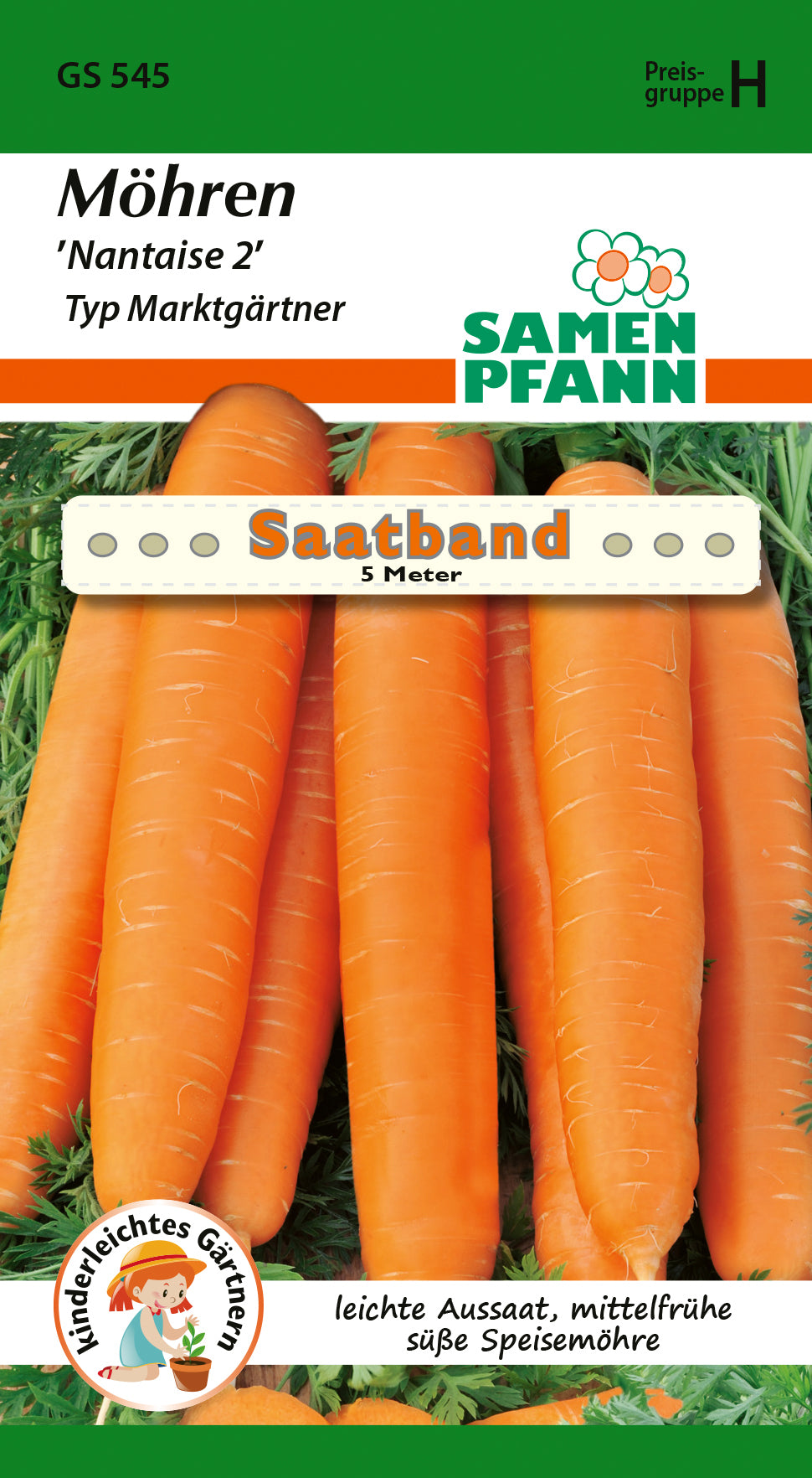 Samen Pfann Möhre Nantaise 2 Typ Marktgärtner Saatband