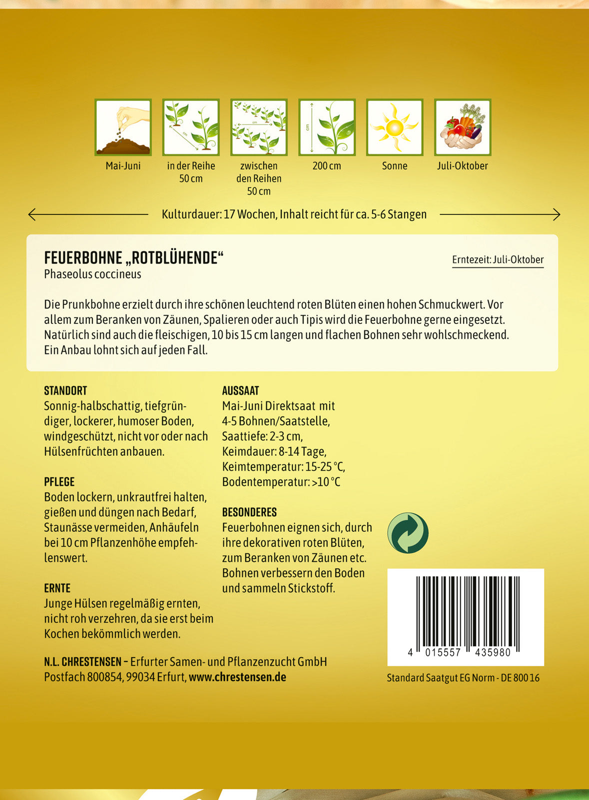 N.L. Chrestensen Feuerbohne Rotblühende