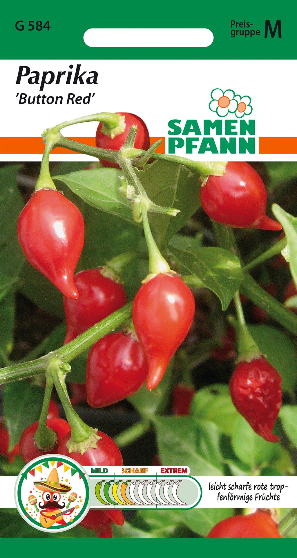 Samen Pfann Paprika Button Red