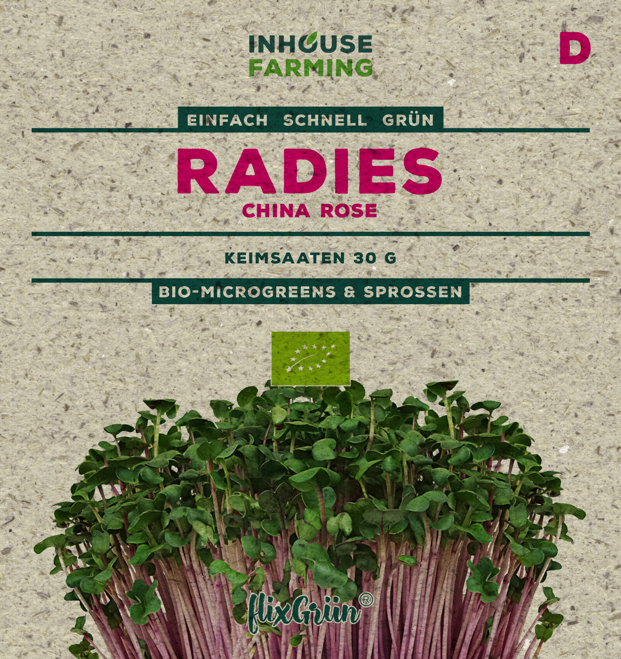 flixGrün BIO Keimsprossen Radies, China Rose