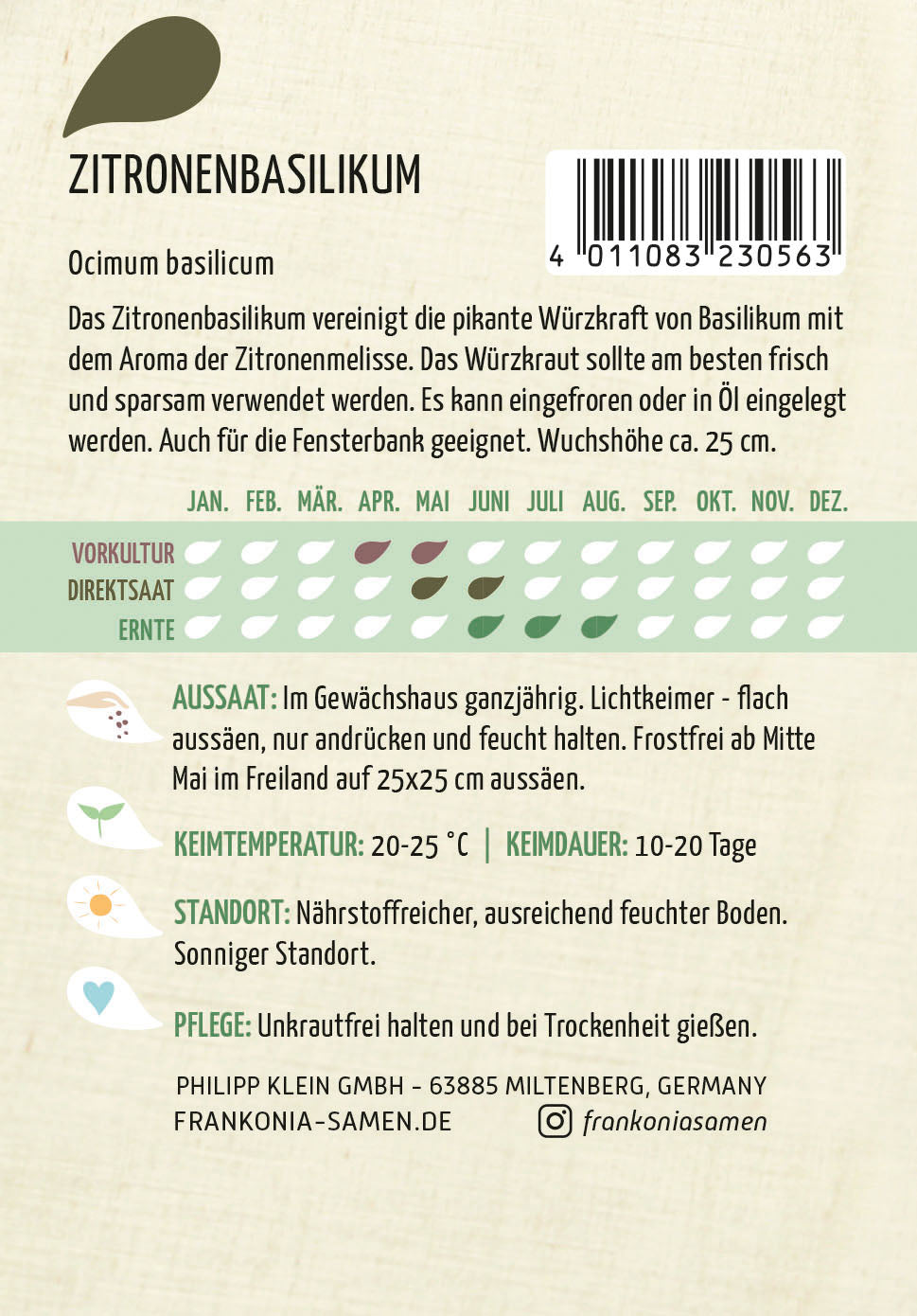 Frankonia Samen Zitronenbasilikum