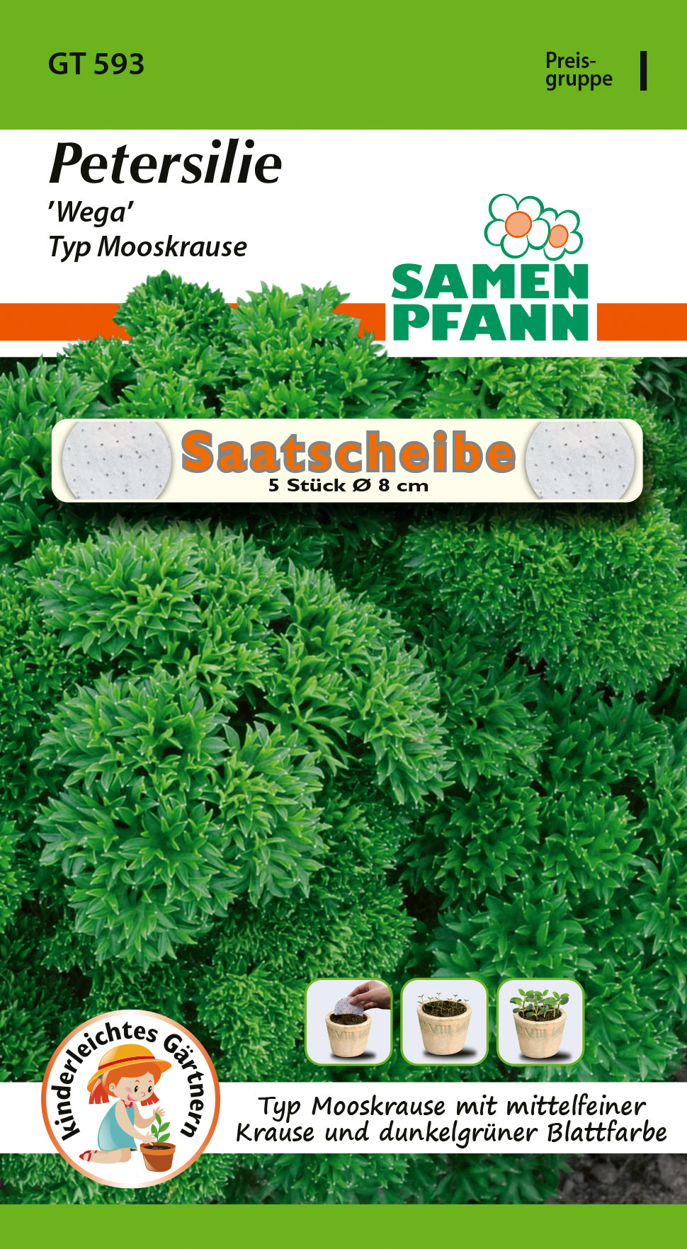 Samen Pfann Petersilie Wega Typ Mooskrause Saatscheibe