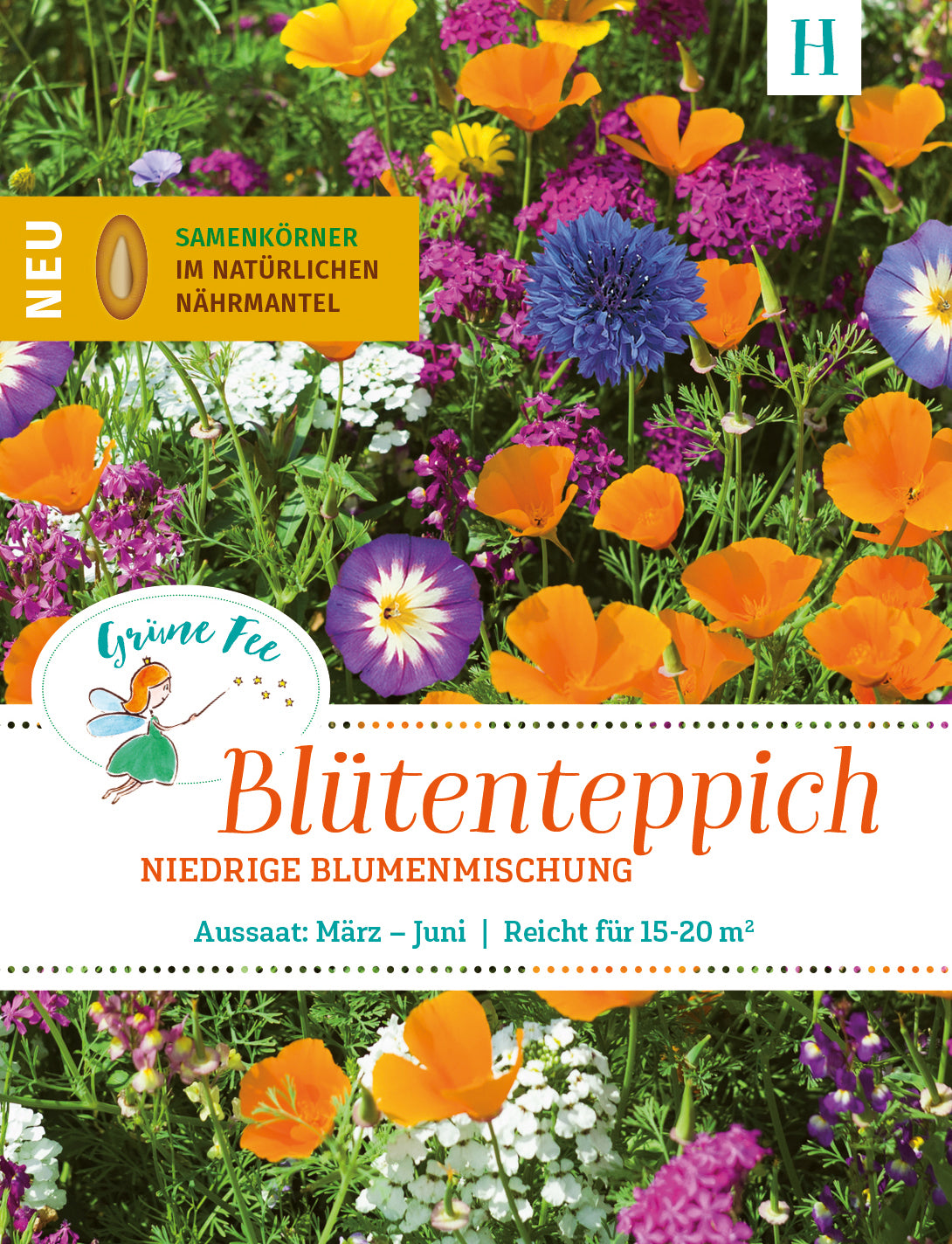 Grüne Fee Blumenwiesen niedrige Blumenmischung Faltschachtel