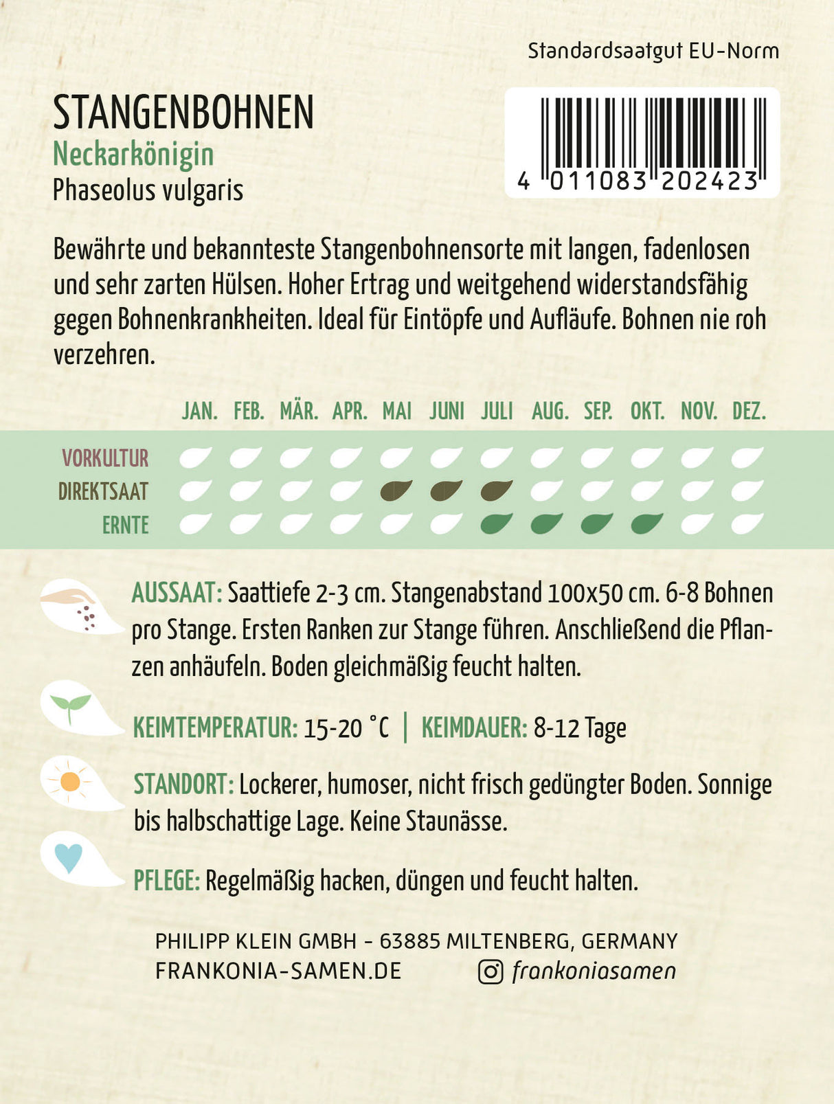 Frankonia Samen Stangenbohnen Neckarkönigin