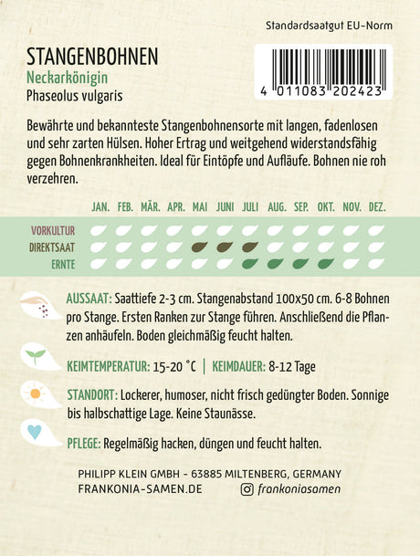 Frankonia Samen Stangenbohnen Neckarkönigin