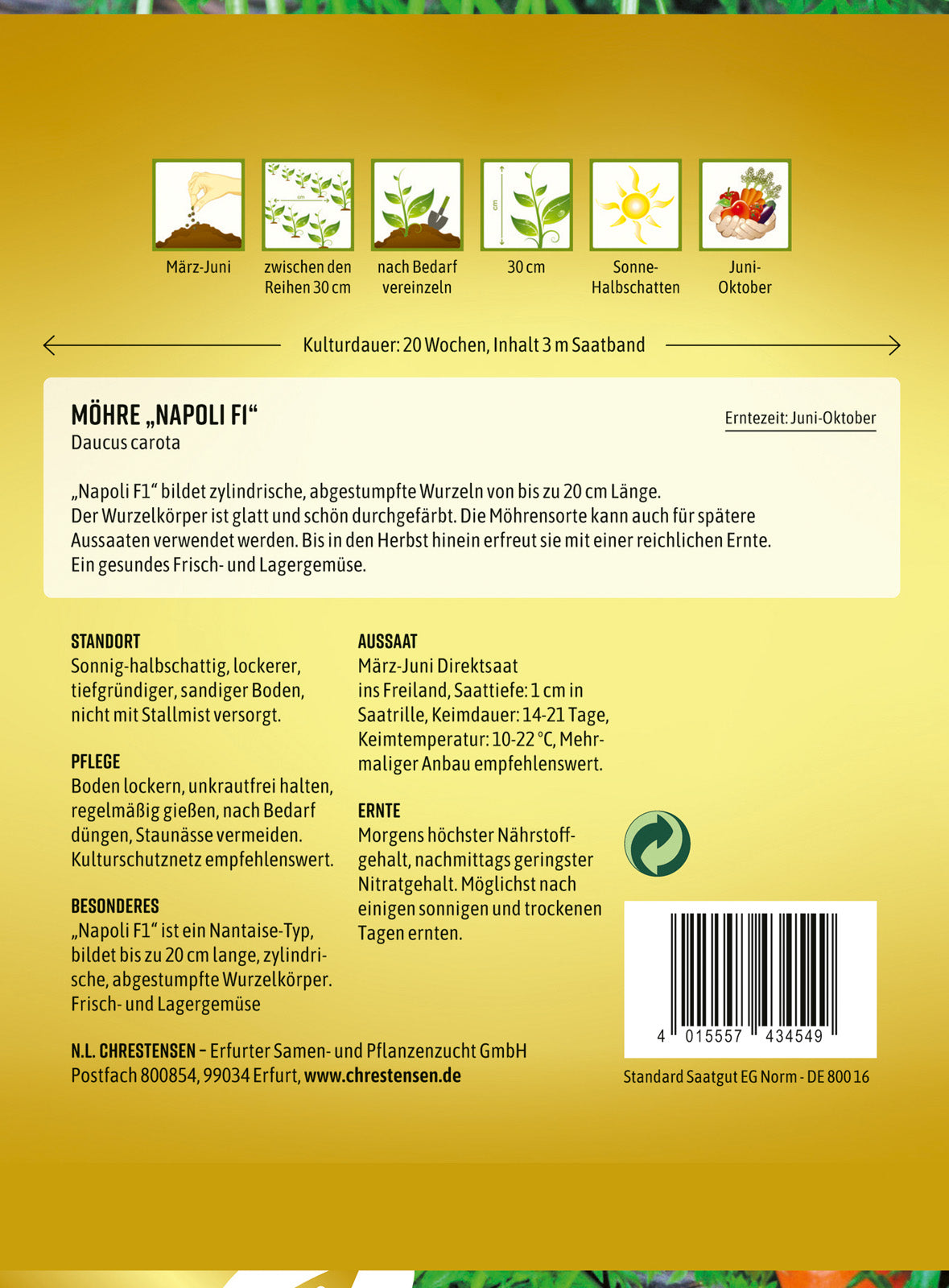 N.L. Chrestensen Möhre Napoli F1 Saatband