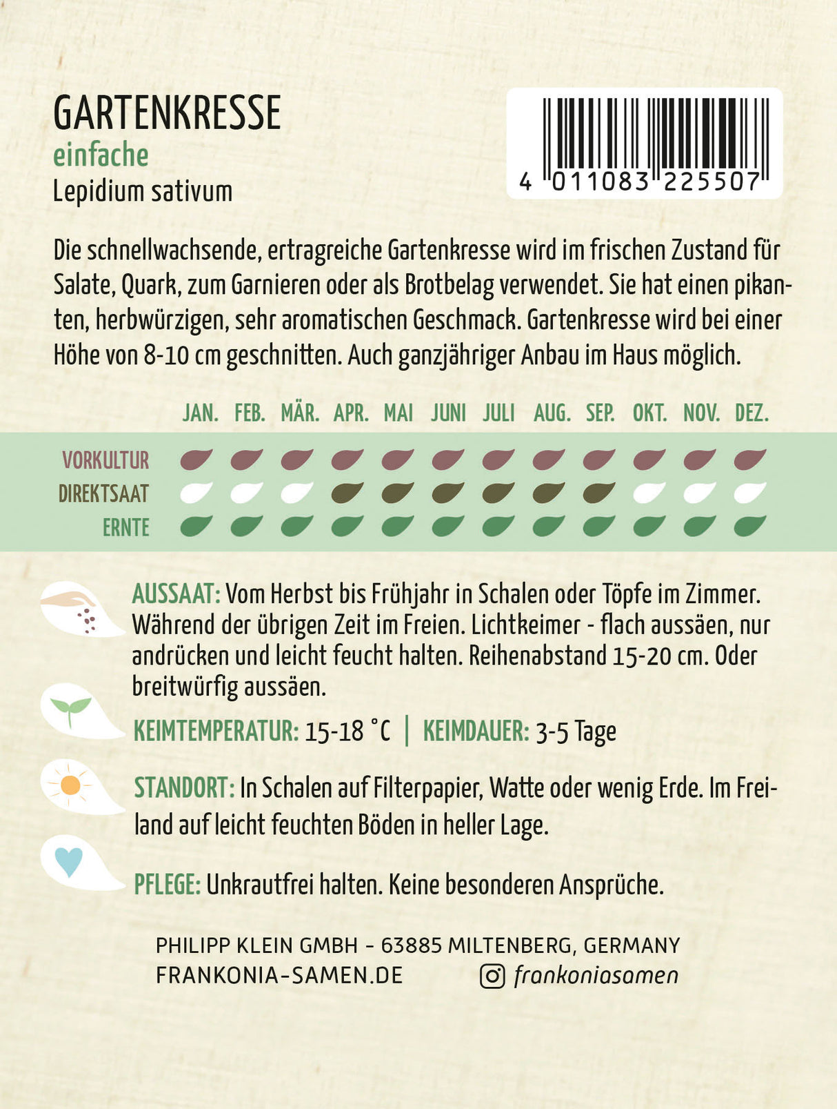 Frankonia Samen Kresse einfache Vorteilspackung