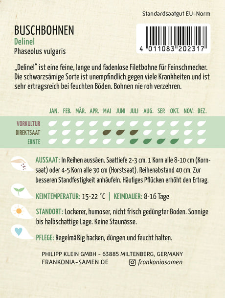 Frankonia Samen Buschbohnen Delinel