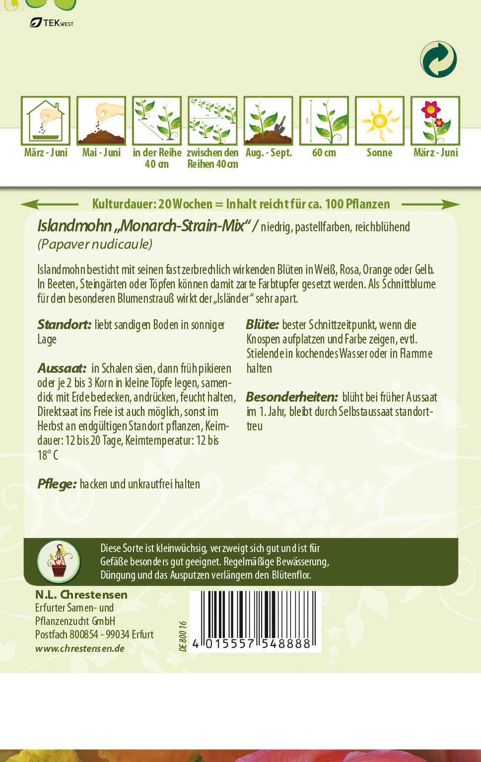 N.L. Chrestensen Islandmohn Monarch-Strain Mischung