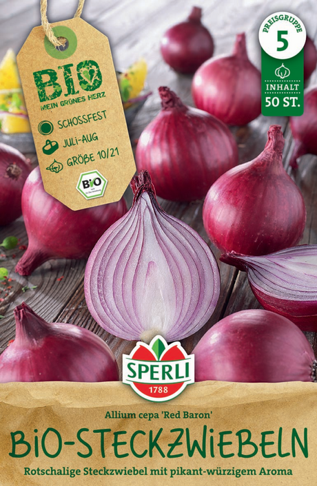 SPERLI Rote BIO Steckzwiebel Red Baron 50 Stück