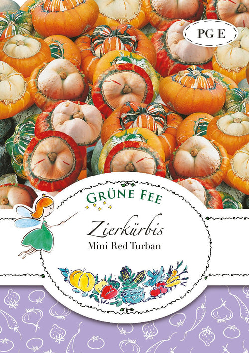 Grüne Fee Zierkürbis Mini Red Turban