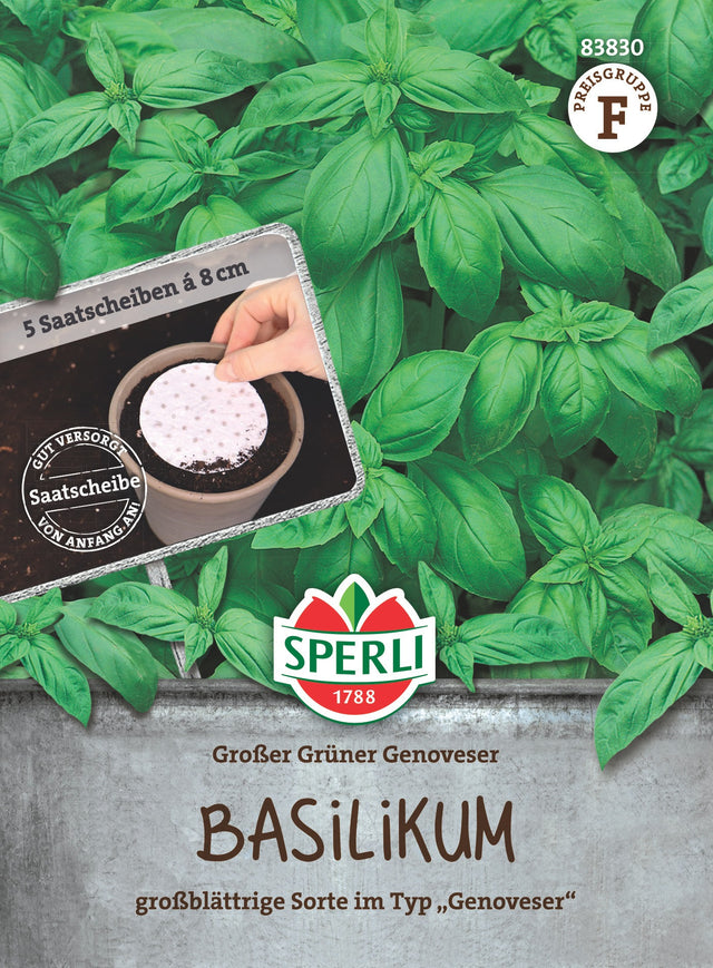 SPERLI Basilikum Großer Grüner Genoveser Saatscheibe