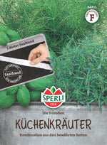 SPERLI Kräutersamen-Mischungen Die 3 Großen Bohnenkraut, Dill, Basilikum 'Genoveser' Saatband