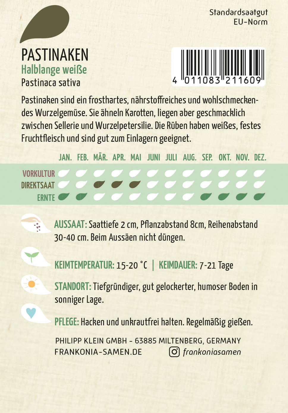 Frankonia Samen Pastinaken Halblange weiße