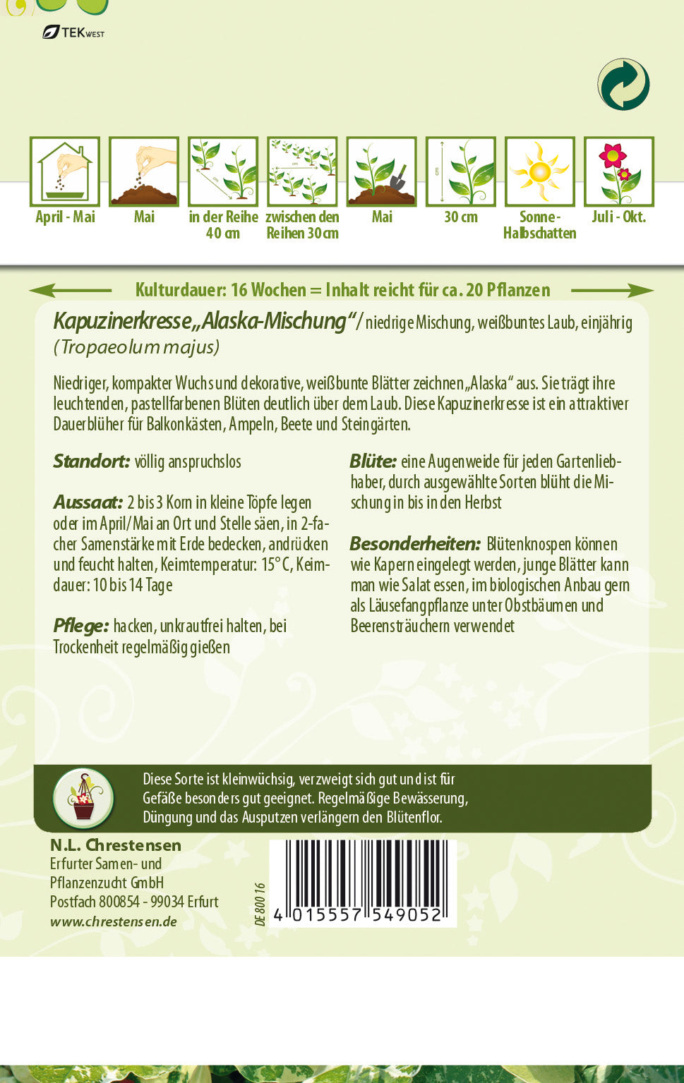 N.L. Chrestensen Kapuzinerkresse Alaska-Mischung