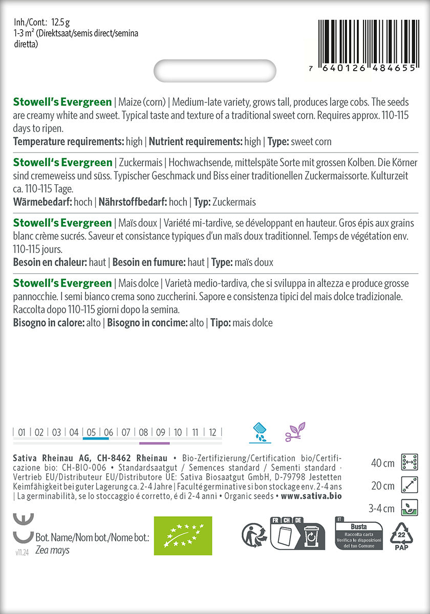 Sativa Zuckermais Stowell's Evergreen