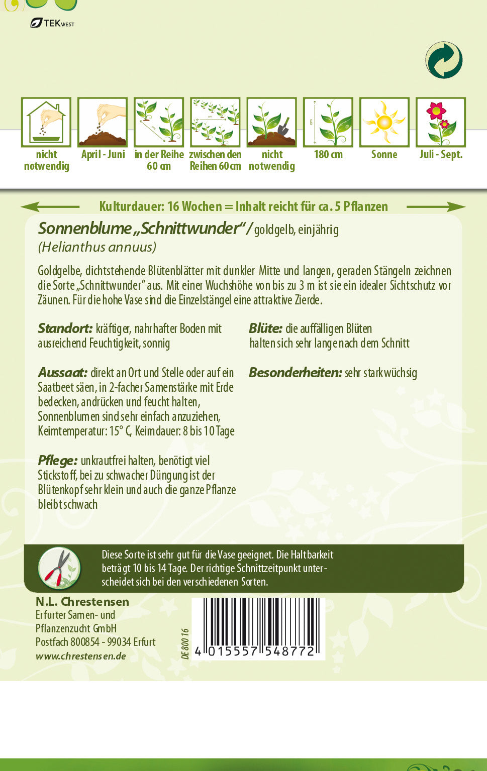 N.L. Chrestensen Sonnenblumen Schnittwunder