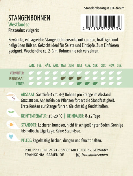 Frankonia Samen Stangenbohnen Westlandse