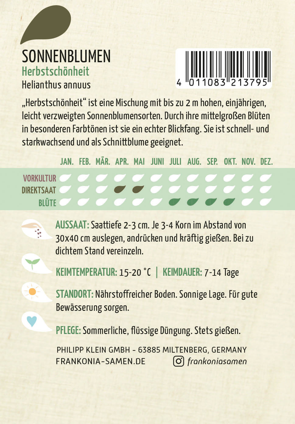 Frankonia Samen Sonnenblumen Herbstschönheit