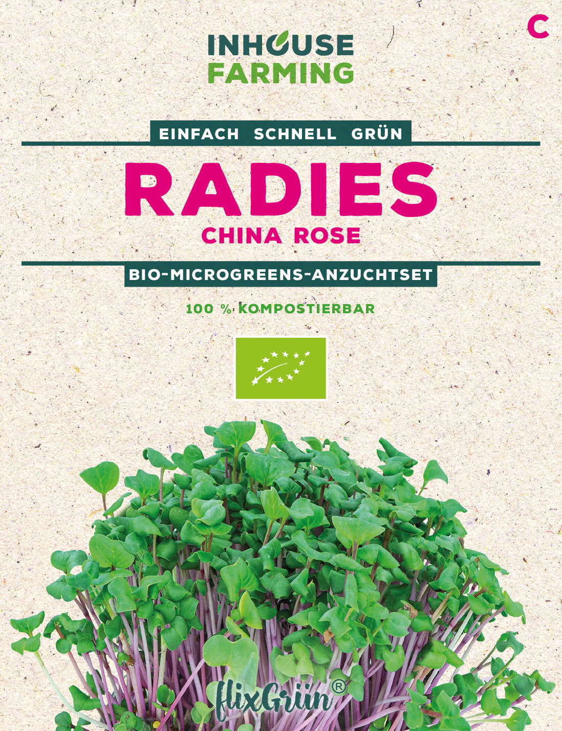 flixGrün BIO Keimsprossen Radies, China Rose Anzuchtset