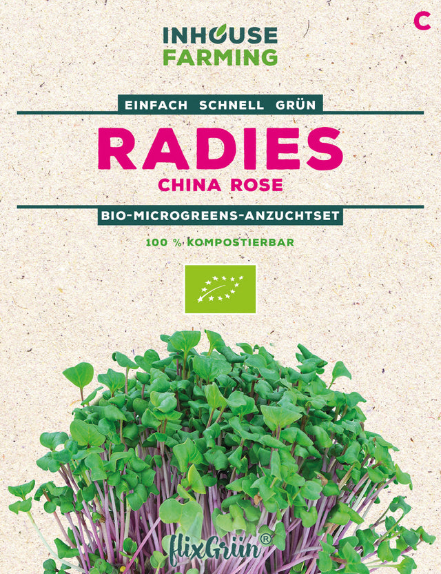 flixGrün BIO Keimsprossen Radies, China Rose Anzuchtset