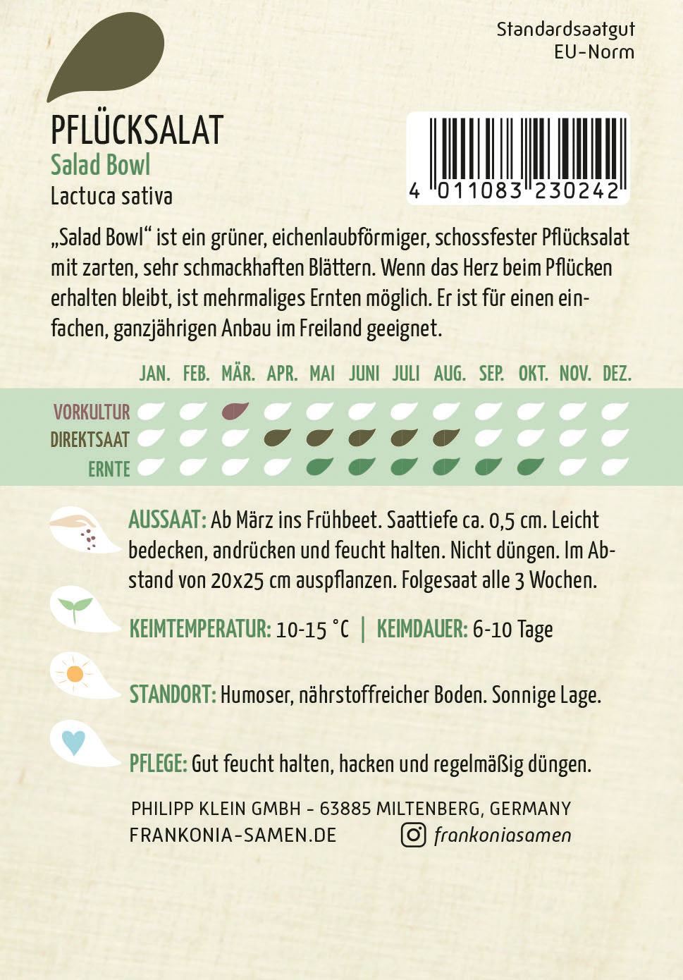 Frankonia Samen Pflück- & Schnittsalat Salad Bowl