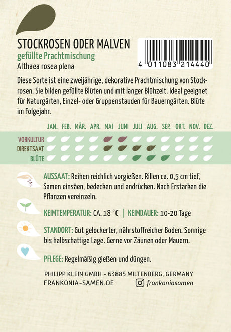 Frankonia Samen Stockrosen gefüllte Prachtmischung