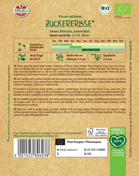 SPERLI BIO Zuckererbse Sweet Horizon