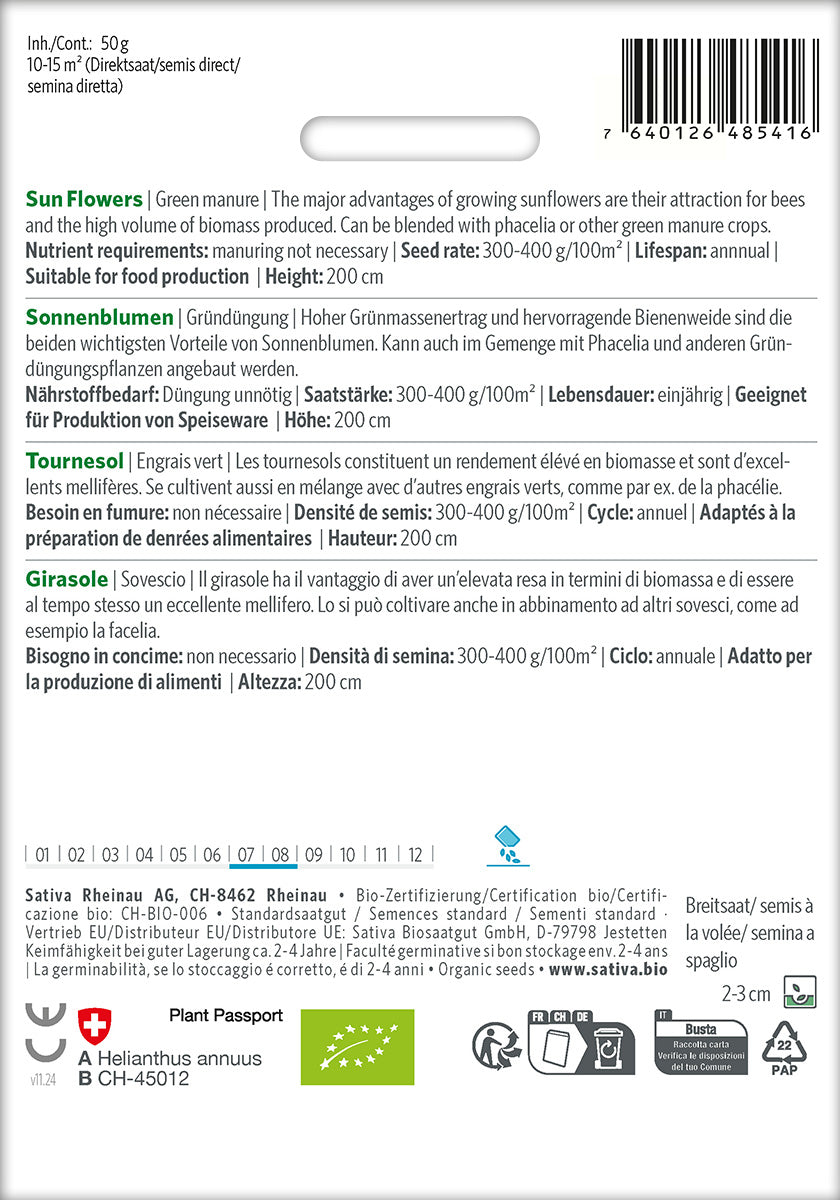 Sativa BIO Gründüngung Sonnenblumen
