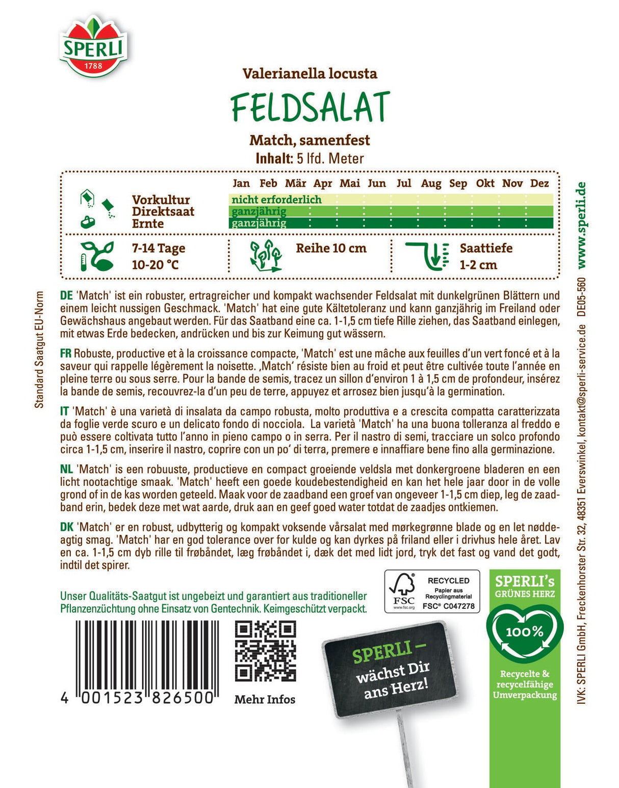 SPERLI Feldsalat Match Saatband